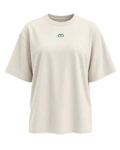 Beige The Essence unisex oversized shirt, front view